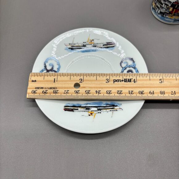 Treasures of Turkey Istanbul Turkish Coffee Cup & Saucer Set Vintage Harbor Ship - Picture 9 of 9